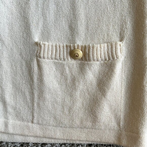 St. John Collection Sz Large Cream Knit Open Front Cardigan With Short Sleeves - Picture 4 of 11